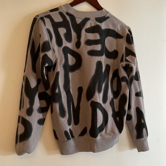 Cheap Monday xs grey black letter sweater sweatshirt edgy artsy unusual - Picture 3 of 3